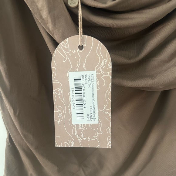 NWT Meshki Solene One Shoulder Recycled Nylon Twist Top - Smoke, Small - Picture 5 of 5